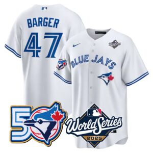 Addison Barger #47 Toronto Blue Jays 50th 2025 World Series Limited Jersey Stitched White