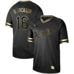 Men's  Kansas City Royals #16 Bo Jackson Black Gold Jersey