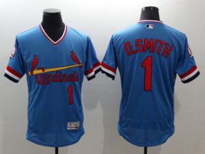 St. Louis Cardinals #1 Ozzie Smith Light Blue Flexbase Collection Cooperstown Stitched Jersey