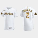 Men's Miami Marlins #2 Jazz Chisholm Jr. 2022 All-Star Game Flex Base Jersey - White Gold
