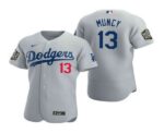 Men's Los Angeles Dodgers #13 Max Muncy Gray 2020 World Series Flex Base  Jersey