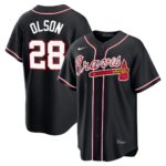 Matt Olson #28 Atlanta Braves Fashion Replica Black Out Jersey - Black