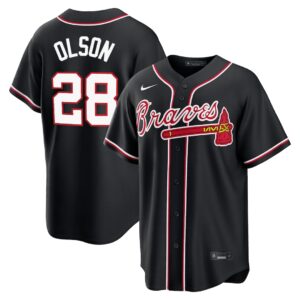 Matt Olson #28 Atlanta Braves Fashion Replica Black Out Jersey - Black
