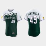 Men'a Colorado Rockies #49 Antonio Senzatela 2022 City Connect Green Flex Base Jersey