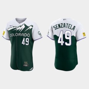 Men'a Colorado Rockies #49 Antonio Senzatela 2022 City Connect Green Flex Base Jersey