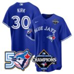 Alejandro Kirk #30 Toronto Blue Jays 50th American League Champions Jersey Stitched Royal