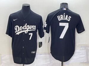 Men's  Los Angeles Dodgers #7 Julio Urias Black Stitched Cool Base Jersey