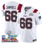 Will Campbell #66 New England Patriots Super 2025 Bowl LX Patch Retired Game Jersey - White