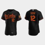 Men's Baltimore Orioles #12 Rougned Odor Alternate Black Flex Base Jersey
