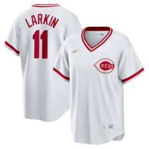 Cincinnati Reds Barry Larkin #11 White Home Cooperstown Collection Player Jersey