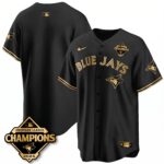Team Toronto Blue Jays 2025 American League Champions Jersey - All Stitched Black Gold