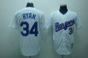 Mitchell And Ness Texas Rangers #34 Nolan Ryan Stitched White Throwback Jersey