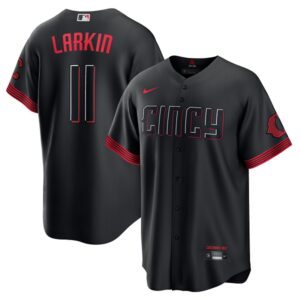 Men's Cincinnati Reds #11 Barry Larkin  Black 2023 City Connect Cool Base Player Jersey