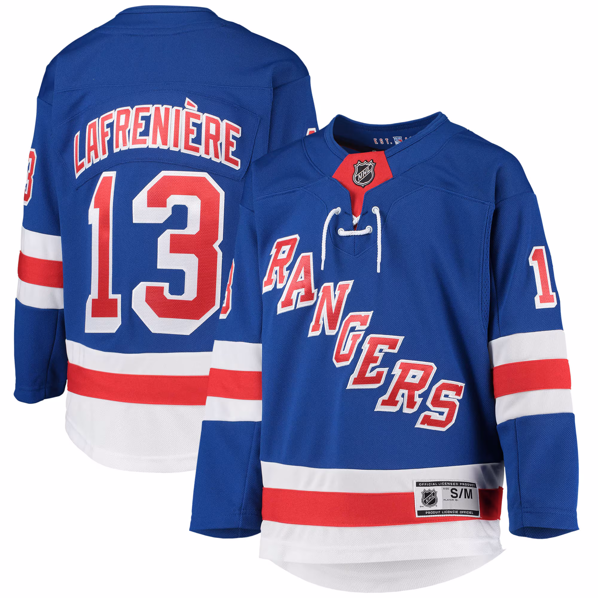 Youth New York Rangers Alexis Lafreniere #13 Blue Home Premier Player Jersey