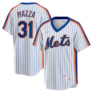 Men's New York Mets Mike Piazza  White Home Cooperstown Collection Player Jersey