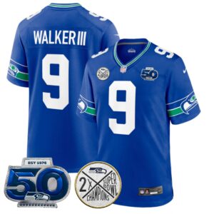 Kenneth Walker III #9 Seattle Seahawks Super Bowl 50th Patch Vapor Limited Game Jersey - All Stitched
