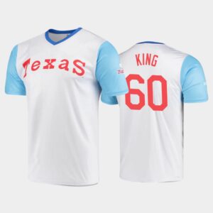 Men's Mitchell And Ness Wordmark White Texas Rangers Cooperstown Collection #60 John King Throwback Jersey