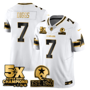 Trevon Diggs #7 Dallas Cowboys Time Champions Patch Vapor Limited Gold Jersey - All Stitched
