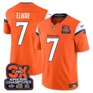 John Elway Denver Broncos-Time Champions Patch Vapor Limited Jersey - All Stitched