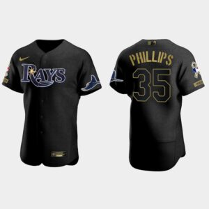 Men's Tampa Bay Rays #35 Brett Phillips All Black 2021 Salute to Service Flex Base Jersey