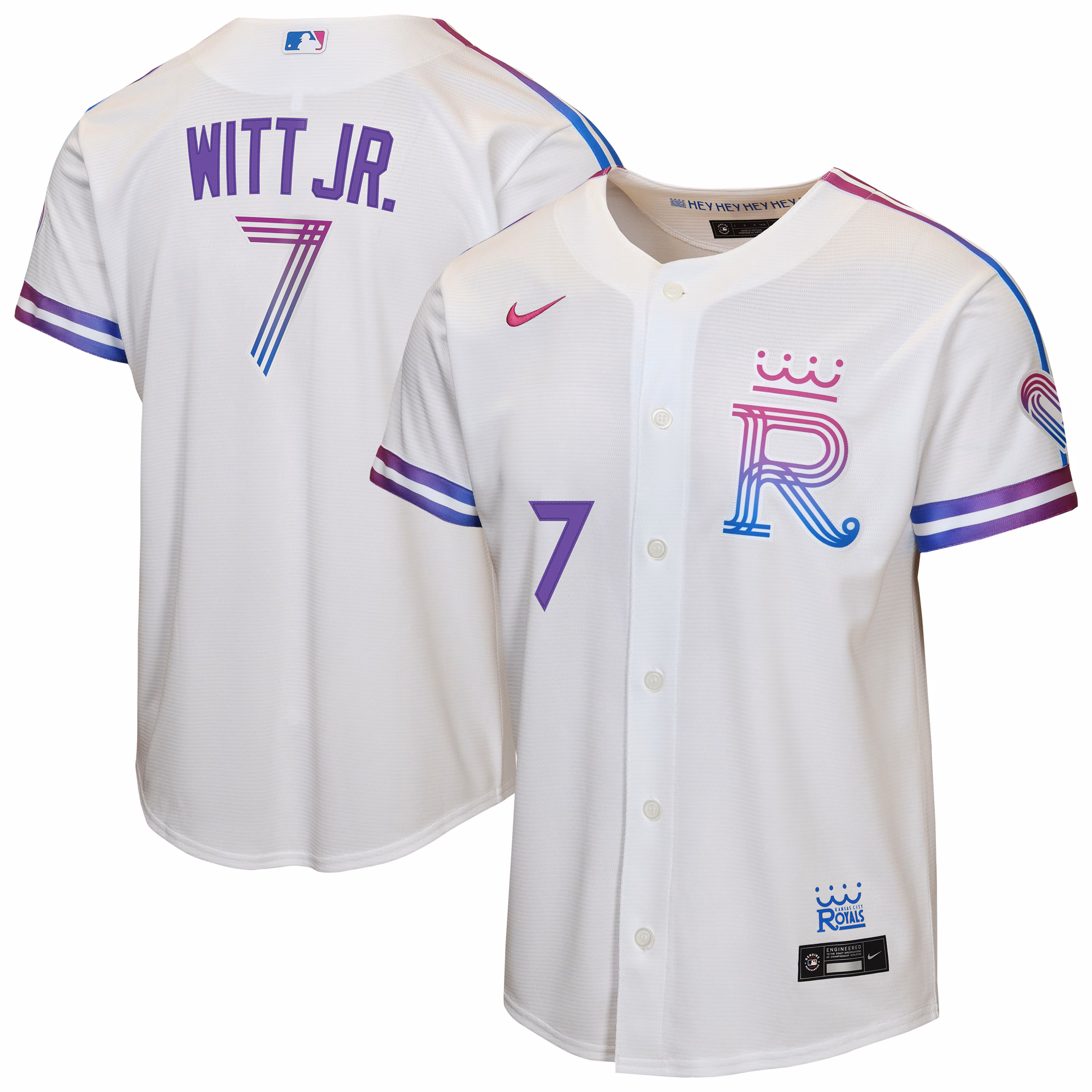 Youth Kansas City Royals Bobby Witt Jr. #7 White 2026 City Connect Stadium Jersey