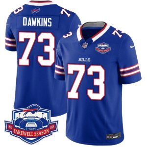 Men's Bills #73 Dion Dawkins 2025 Farewell Season All Stitched Jersey Blue