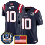 Drake Maye #10 New England Patriots United States 250th Anniversary Patch Vapor Limited Jersey - All Stitched