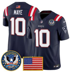 Drake Maye #10 New England Patriots United States 250th Anniversary Patch Vapor Limited Jersey - All Stitched