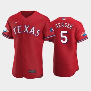 Men's Texas Rangers #5 Corey Seager Alternate Scarle 50th Anniversary Flex Base Jersey