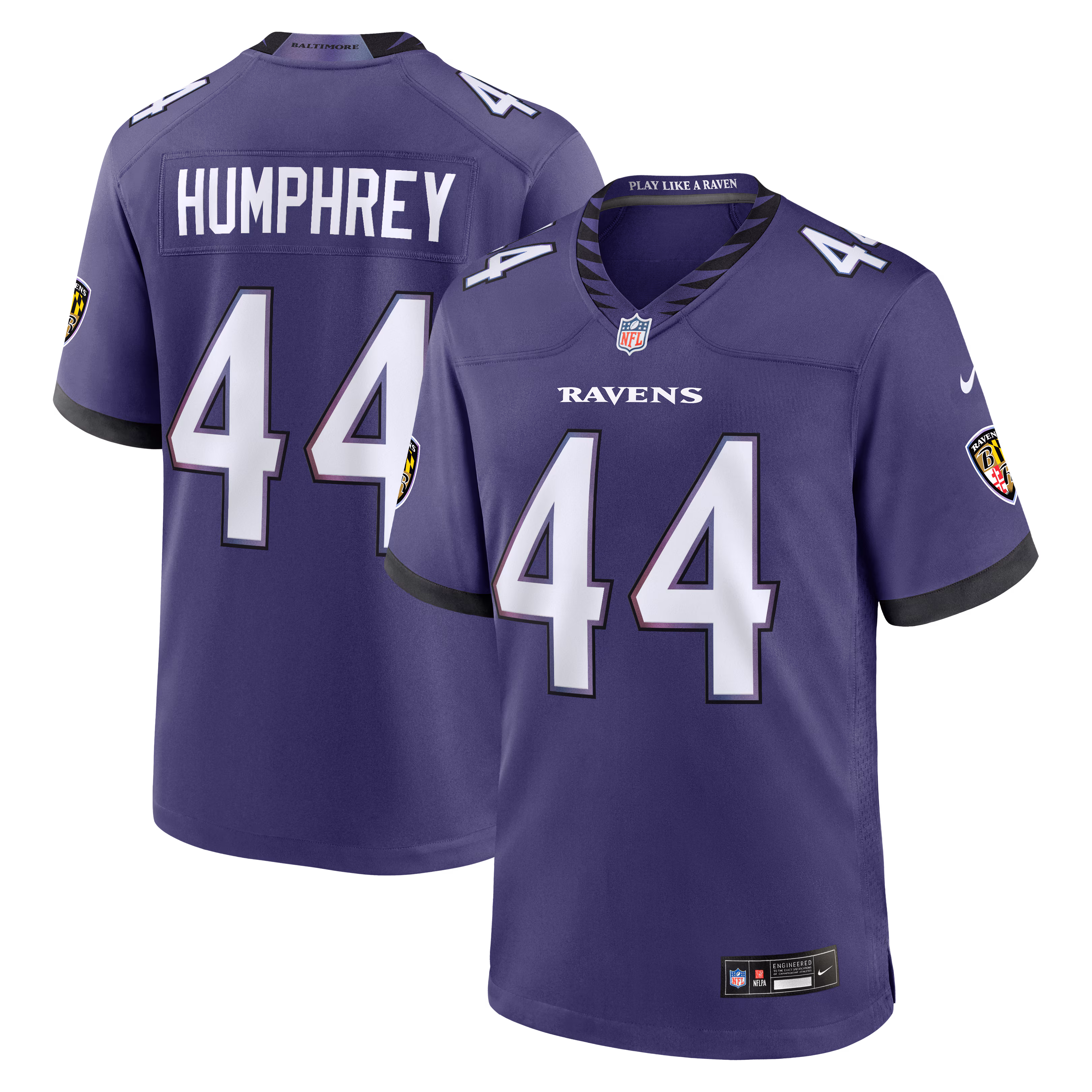 Men's Baltimore Ravens Marlon Humphrey #44 Purple Team Game Jersey