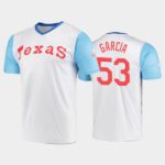 Men's Mitchell And Ness Wordmark White Texas Rangers Cooperstown Collection #53 Adolis Garcia Throwback Jersey