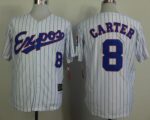 Mitchell And Ness 1982 Montreal Expos #8 Gary Carter White(Black Strip) Throwback Stitched Jersey