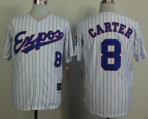 Mitchell And Ness 1982 Montreal Expos #8 Gary Carter White(Black Strip) Throwback Stitched Jersey
