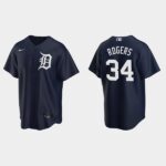 Men's Detroit Tigers #34 Jake Rogers Alternate Navy Jersey