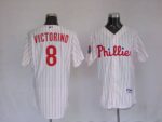 Philadelphia Phillies #8 Shane Victorino Stitched White Red Strip Jersey