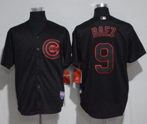 Chicago Cubs #9 Javier Baez Black Strip Stitched Jersey