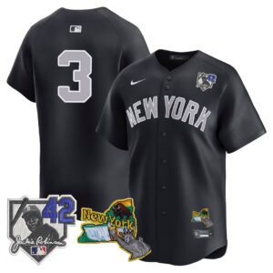 Babe Ruth #3 New York Yankees Jackie Robinson Patch Collection Limited Jersey - Navy