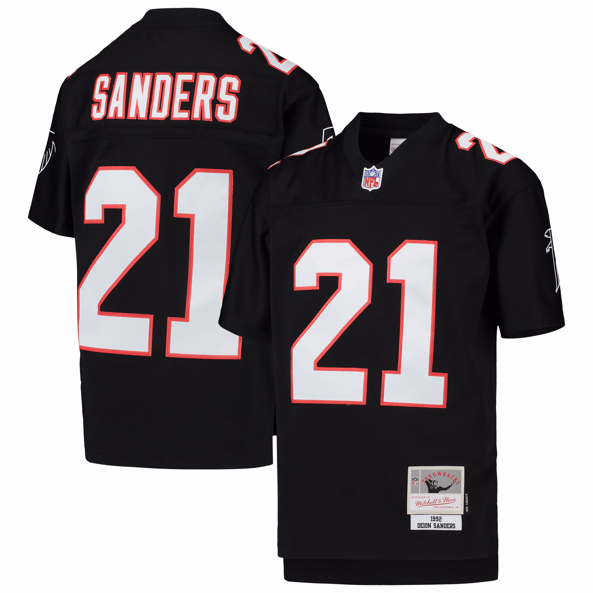 Youth Atlanta Falcons Deion Sanders #21 Mitchell & Ness Black 1992 Legacy Retired Player Jersey