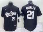 Men's  Los Angeles Dodgers #21 Walker Buehler Black Stitched Cool Base Jersey
