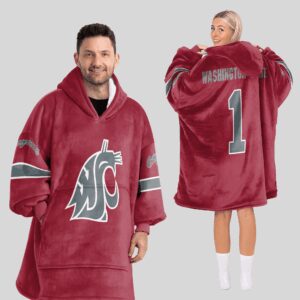 Adult #1 Washington State Football Unisex Blanket Hoodie
