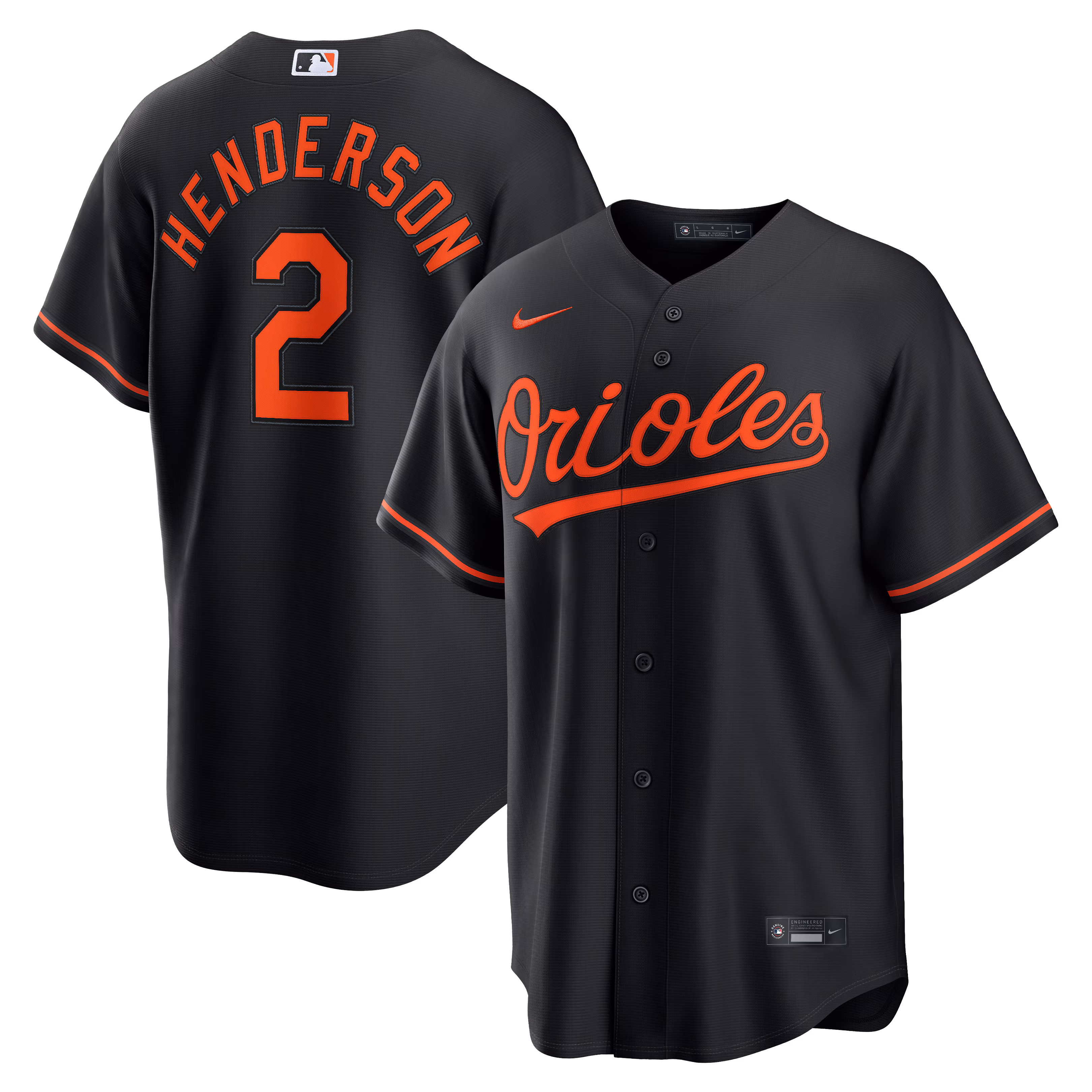 Baltimore Orioles Gunnar Henderson #2 Black Alternate Replica Jersey