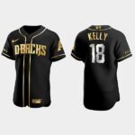 Men's Arizona Diamondbacks #18 Carson Kelly Gold Edition Black Flex Base Jersey