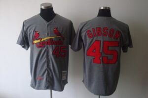Mitchell And Ness 1967 St. Louis Cardinals #45 Bob Gibson Grey Stitched Throwback Jersey
