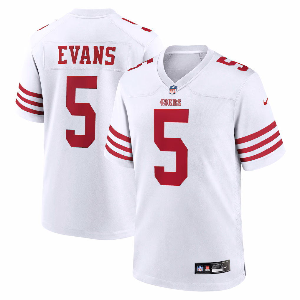 Mike Evans #5 San Francisco 49ers White Game Jersey