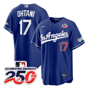 Shohei Ohtani #17 Los Angeles Dodgers 250th Patch Royal Royal Alternate Stadium Jersey - Blue