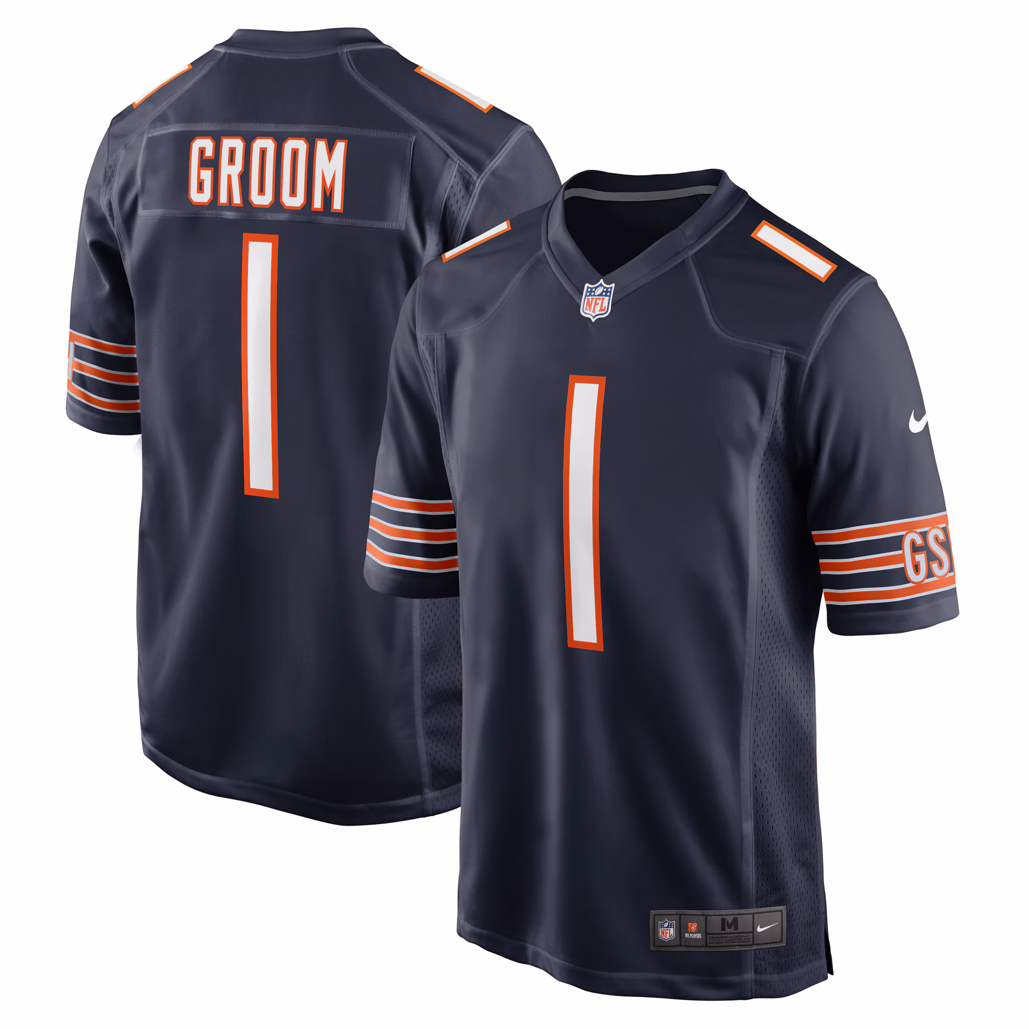 Number 1 Groom Chicago Bears Game Jersey - Navy