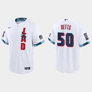 Men's Los Angeles Dodgers #50 Mookie Betts White 2021 All-Star Game Jersey