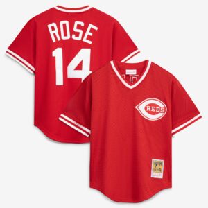 Cincinnati Reds Pete Rose #14 Mitchell & Ness Red Authentic Batting Practice Jersey