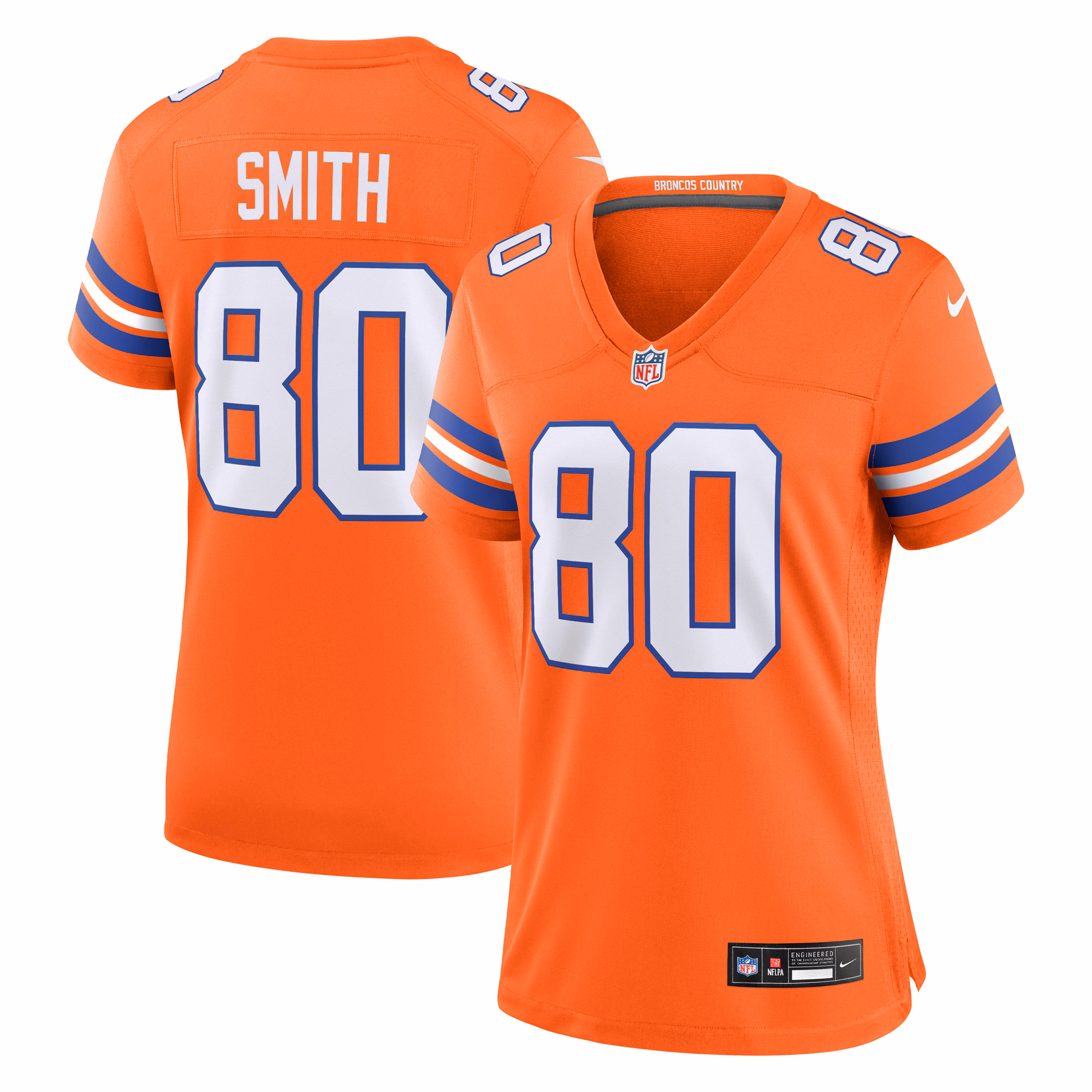 Rod Smith Denver Broncos Women's Mile High Collection 1977 Throwback Retired Player Game Jersey - Orange