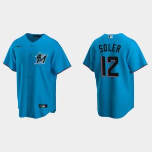 Men's Miami Marlins #12 Jorge Soler Blue Alternate Jersey